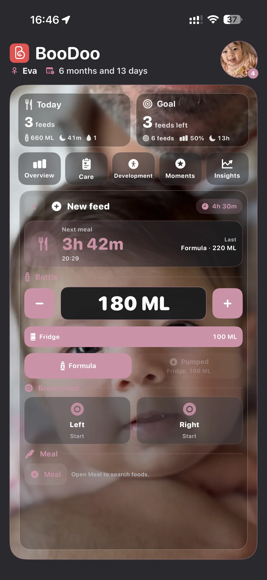Boodoo feeding logging in the iPhone app